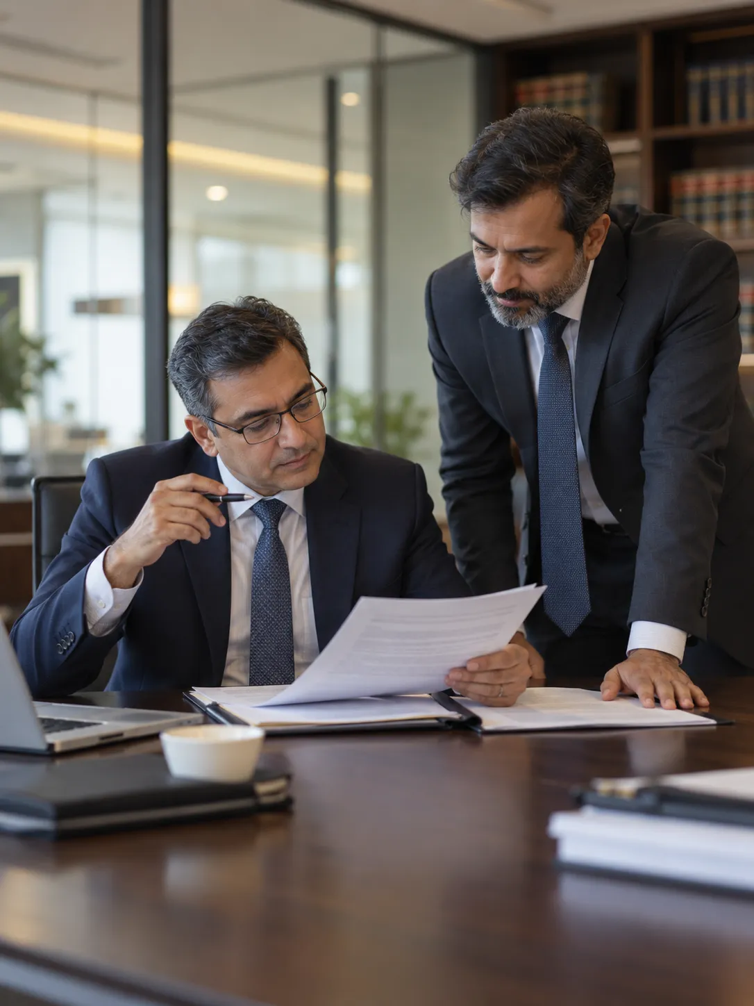 Law firm partners reviewing a cross-border employment contract